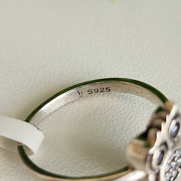 925 Sterling Silver CZ Owl Ring - Picture 3 of 4